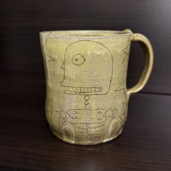Kurt Anderson Studio Pottery Robot Coffee Mug Cup Penland Gallery “Try Harder” - Picture 3 of 8